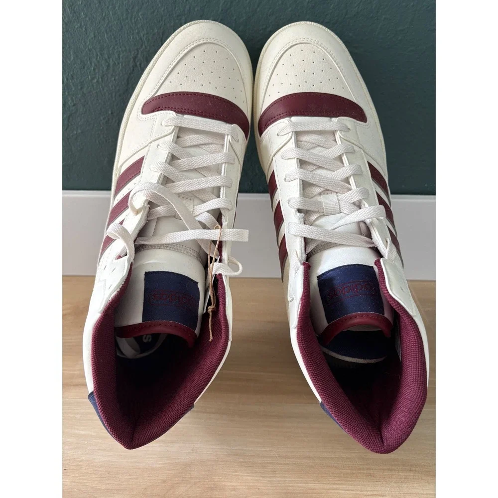 Adidas Break Start Mid 12 White Burgundy Navy Basketball Sneakers Trainers
